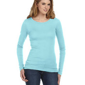 Ladies' Sheer Mini Rib Long-Sleeve T-Shirt