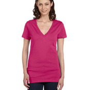 Ladies' Made in the USA Jersey Short-Sleeve Deep V-Neck T-Shirt