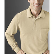 Men's Piqué Long-Sleeve Pocket Polo with Teflon®